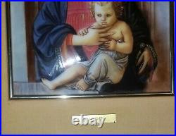 Enamel On Copper Vintage Renaissance artist Filippo Lippi Madonna Framed C1950