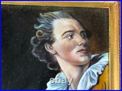 Enamel Painting Man Portrait Convex Copper Plaque By Fj Carmona