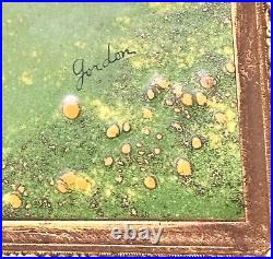 Enamel Painting on Copper Vintage Framed Signed Jordon Gild Gold Framed XL