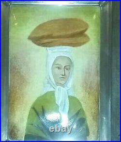 Enamel Vintage Picasso Painting Woman with Loaves Silver Hallmarked Framed C1950
