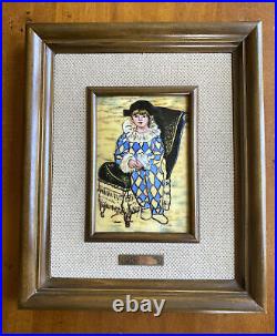 Enamel on copper Vintage Pablo Picasso Painting Paul As Harlequin