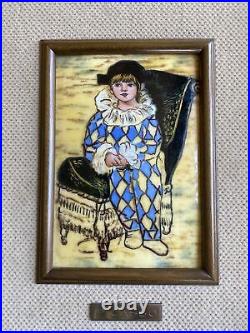Enamel on copper Vintage Pablo Picasso Painting Paul As Harlequin