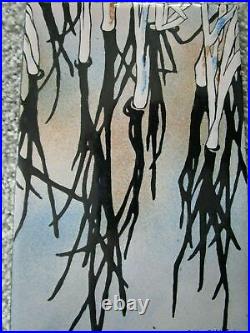 Enameling on Copper, Shadows In Winter Pond, Original Art, Light Blue