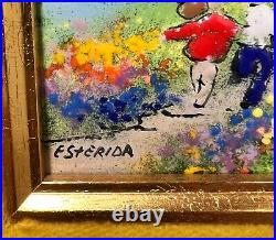 Esterida Hand painted Enamel on Copper Plaque c1950