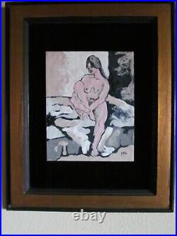 Etta Benjamin Cien Abstract Nude Painting on Copper Plate Hillside Original