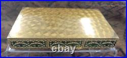 FRENCH NAPOLEON lll ENAMELED AND BRONZE GOLD DORE TRINKET BOX EMERD GREEN C-1870