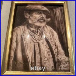 F. J. Carnona Limoges Enamel on Copper framed Convex Portrait of Man