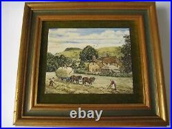 Fine Enamel on Copper Painting Gathering Hay in Summer R E Whitaker R. M. S