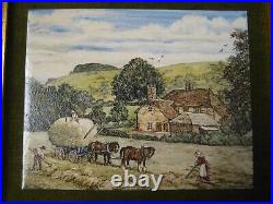 Fine Enamel on Copper Painting Gathering Hay in Summer R E Whitaker R. M. S