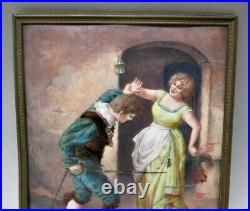 Fine & Large 19th C. FRENCH ENAMEL on COPPER Plaque of a Sword Fight c. 1890