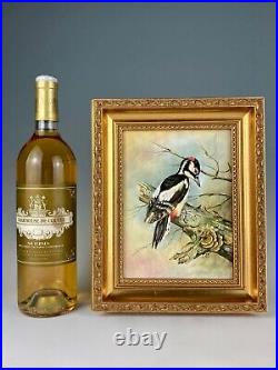Fine Royal Worcester Int Painted Porcelain Plaque Terence Nutt Woodpecker Bird