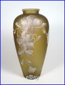 Florentine Art Cameo Antique Bohemian Glass Hand Painted Enamel LARGE 14 Vase