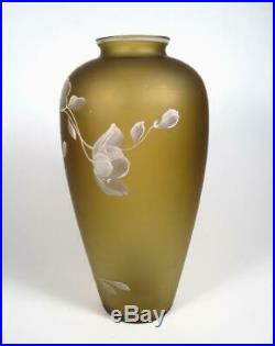 Florentine Art Cameo Antique Bohemian Glass Hand Painted Enamel LARGE 14 Vase