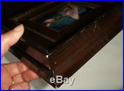 Framed Antique Signed Enamel on Copper Virgin Mary Plaque by P. Bonnet / Limoges