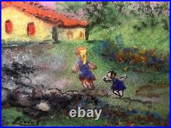 French Impressionist Livius (1869-1961) Enamel over Copper Woman & Child Art