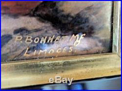 French Limoges Enamel Copper Pierre Bonnet hand painted enamel picture signed