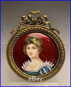French Limoges Guilloche Enamel On Copper Portrait Caroline Bonaparte Dubois