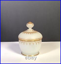 French White Opaline Glass Enameled Gold Gilt Powder Dish