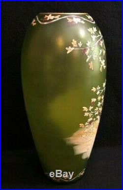Fritz Heckert Art Nouveau Hand Painted Enameled Vase 11 Marked 16 On Base