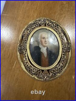 GEORGE WASHINGTON Antique Original Signed Miniature Portrait Oil Painting. Offer