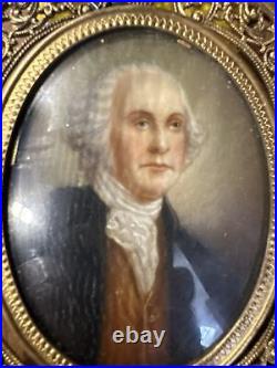 GEORGE WASHINGTON Antique Original Signed Miniature Portrait Oil Painting. Offer