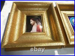 Georges Papault High glaze enamel on copper painting of Jesus & Mary LIMOGES