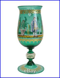 German Art Glass Hand Painted Gilt & Enamel Chalice, Possibly Lobmeyer