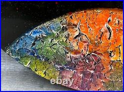 Gionanni Scalisi Signed 3d Abstract Painting Saturn Planets Round Enamel Plaque