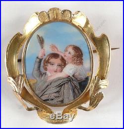 Golden brooch with miniature enamel painting, England, 1st half of 19th c
