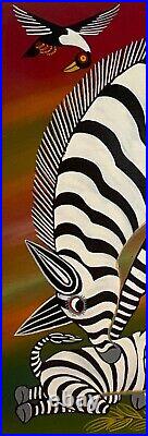 HASSANI's Zebra Love TingaTinga on Masonite 2' by 2' Sil Collection