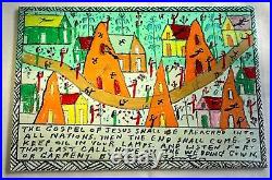 HOWARD FINSTER ORIGINAL PAINTING signed & dated. Acrylic & Enamel on wood