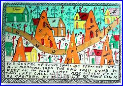 HOWARD FINSTER ORIGINAL PAINTING signed & dated. Acrylic & Enamel on wood