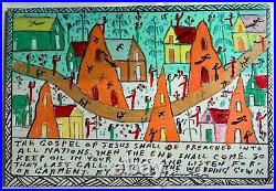 HOWARD FINSTER ORIGINAL PAINTING signed & dated. Acrylic & Enamel on wood