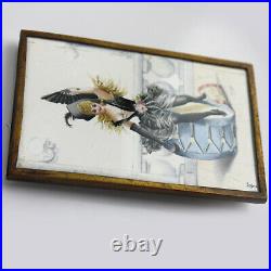 H. Gray Victorian Antique Miniature Enamel Painting On Tin In Brass Frame