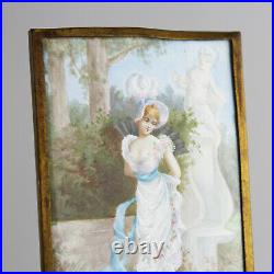 H. Gray Victorian Antique Miniature Enamel Painting On Tin In Brass Frame