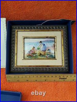 Hand Painted Russian Enamel Picture of the Seaside, Beach, With Certificate