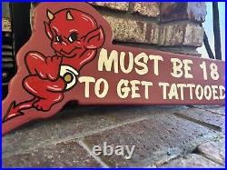 Hand Painted tattoo shop Sign Sailor Jerry Barber Sign Pin Striping