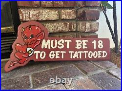 Hand Painted tattoo shop Sign Sailor Jerry Barber Sign Pin Striping