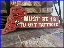 Hand Painted tattoo shop Sign Sailor Jerry Barber Sign Pin Striping