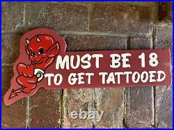 Hand Painted tattoo shop Sign Sailor Jerry Barber Sign Pin Striping