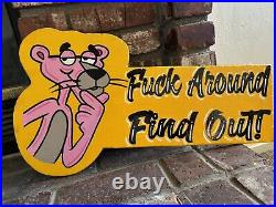 Hand Painted tattoo shop Sign Sailor Jerry Barber Sign Pink Panther Pin Striping