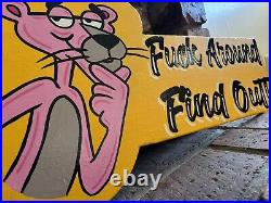 Hand Painted tattoo shop Sign Sailor Jerry Barber Sign Pink Panther Pin Striping