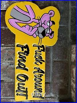 Hand Painted tattoo shop Sign Sailor Jerry Barber Sign Pink Panther Pin Striping