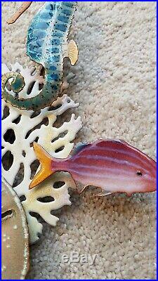 Handmade Bovano Enamel Paint Metal Art Seahorse Fish