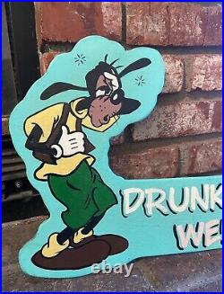 Handmade Disney Goofy Mickey Mouse Painted Bar sign game Room