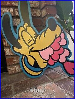 Handmade Vintage Goofy Disney Pluto Painted Bar sign game Room