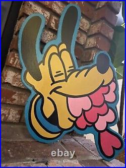 Handmade Vintage Goofy Disney Pluto Painted Bar sign game Room