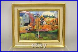 Helca Martele A La Main Hammered Enamel Painting Gauguin Moulin en Bretagne