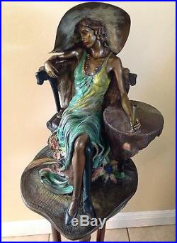 Isaac Maimon Bronze Woman Sculpture Statue Woman Paris Art Enamel Painted