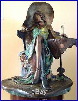 Isaac Maimon Bronze Woman Sculpture Statue Woman Paris Art Enamel Painted